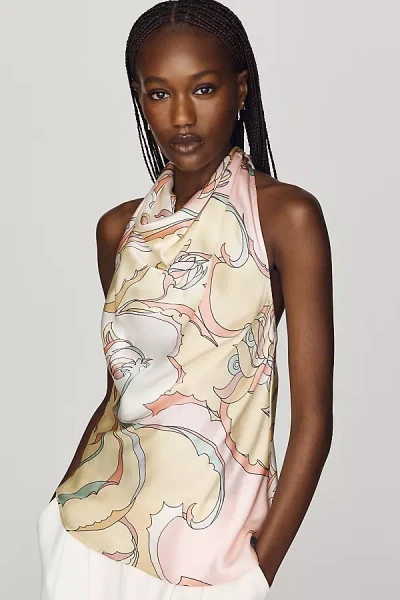 Maeve Silky Cowl Neck Top In White