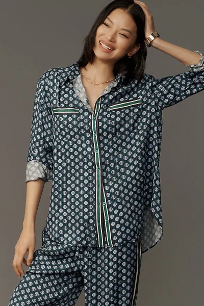 Maeve Silky Shirt Blouse In Blue