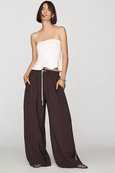 Maeve Silky Track Pants In Brown