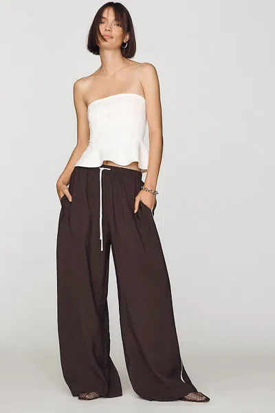 Maeve Silky Track Pants In Brown