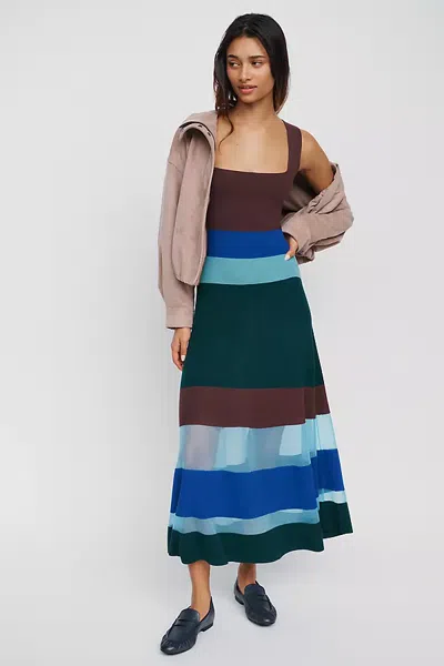 Maeve Sleeveless Blocked Sweater Dress In Blue
