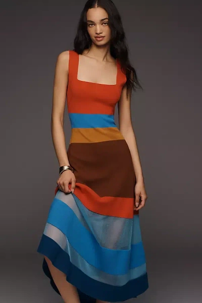 Maeve Sleeveless Blocked Sweater Dress In Multi