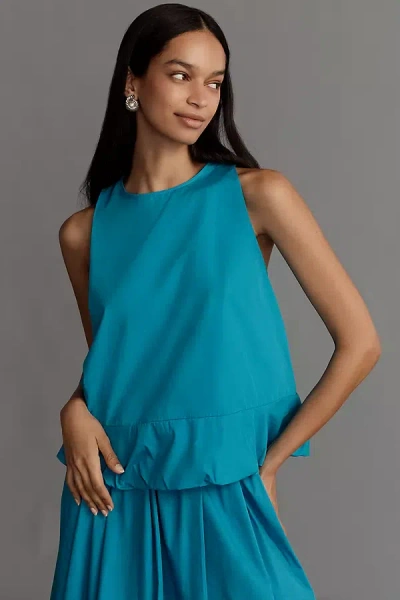Maeve Sleeveless Bubble Top In Blue