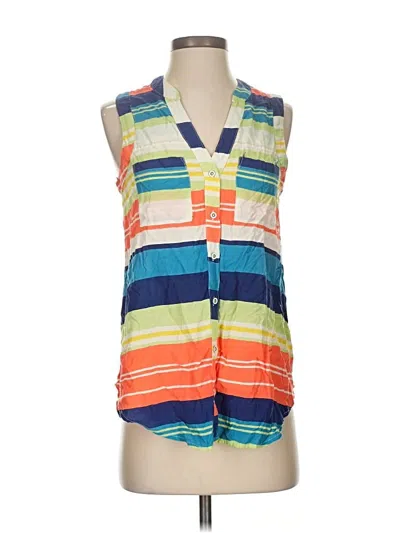 Pre-owned Maeve Sleeveless Button Down Shirt In Blue