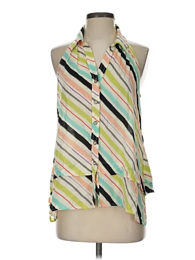 Pre-owned Maeve Sleeveless Button Down Shirt In Green