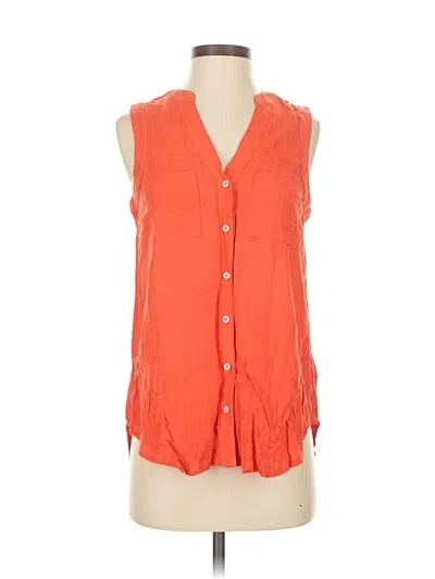 Pre-owned Maeve Sleeveless Button Down Shirt In Orange