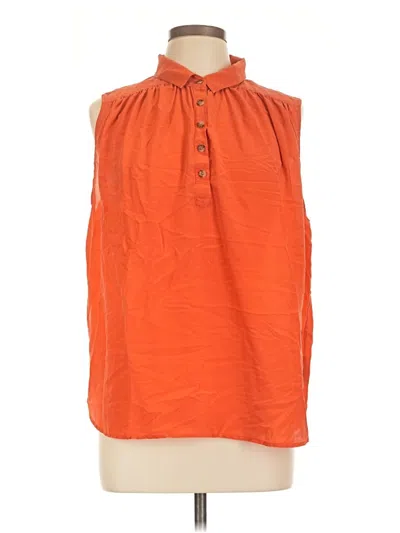 Pre-owned Maeve Sleeveless Button Down Shirt In Orange