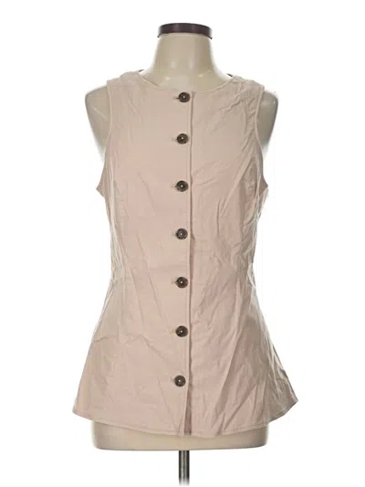 Pre-owned Maeve Sleeveless Button Down Shirt In Tan