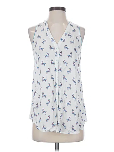 Pre-owned Maeve Sleeveless Button Down Shirt In White