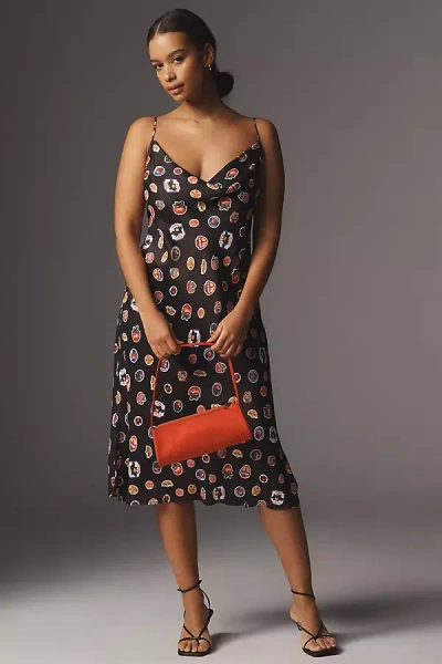 Maeve Sleeveless Cowl-neck Slip Midi Dress In Black