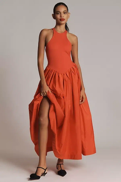 Maeve Sleeveless Crew-neck Drop-waist Maxi Dress In Red