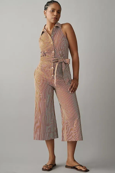 Maeve Sleeveless Crop Jumpsuit In Brown