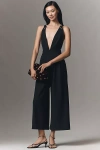 Maeve Sleeveless Deep-v Wide-leg Jumpsuit In Black