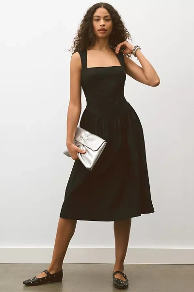 Maeve Sleeveless Drop-waist Midi Dress In Black