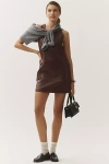 Maeve Sleeveless Faux-leather Shift Mini Dress In Brown