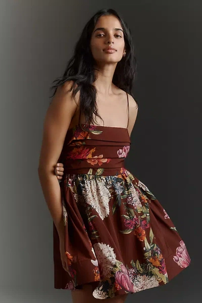 Maeve Sleeveless Fit & Flare Mini Dress In Brown