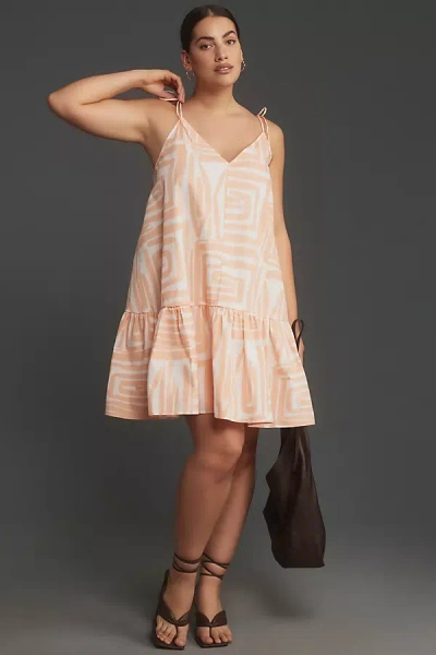 Maeve Sleeveless Flounce Swing Mini Dress In Orange