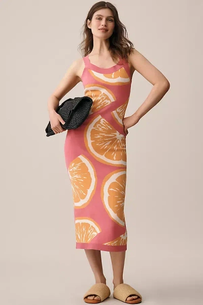 Maeve Sleeveless Icon Slim Sweater Midi Dress In Pink