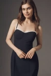 Maeve Sleeveless Lace-trim Mini Dress In Black