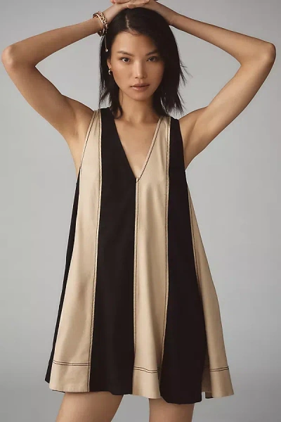 Maeve Sleeveless Linen Striped V-neck Romper In Multicolor