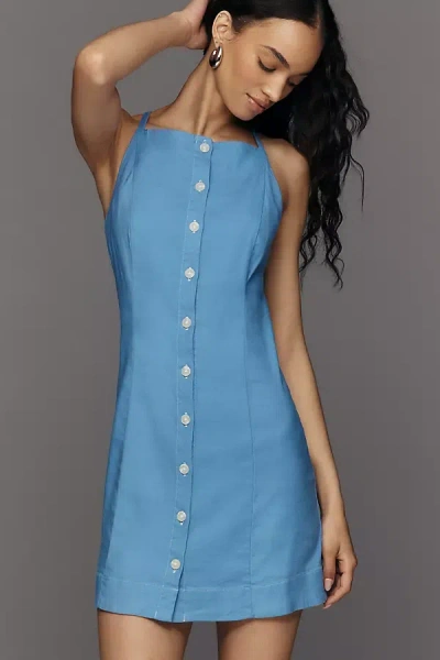 Maeve Sleeveless Linen-blend Dress In Blue