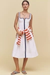 Maeve Sleeveless Notched Square-neck Midi Dress In Blue