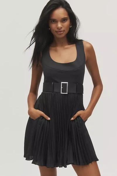 Maeve Sleeveless Pleated Mini Dress In Black