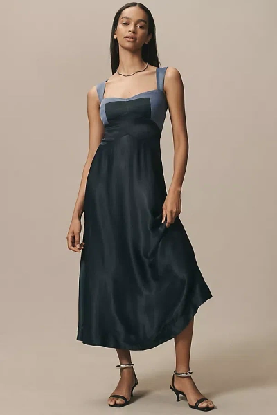 Maeve Sleeveless Seamed Midi Slip Dress In Blue