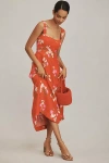 Maeve Sleeveless Seamed Slip Midi Dress In Red