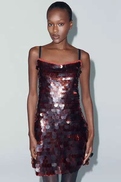 Maeve Sleeveless Sequin Mini Dress In Brown