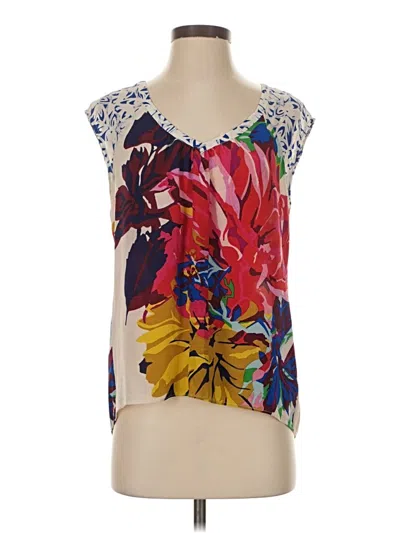 Pre-owned Maeve Sleeveless Silk Top Blue Scoop Neck Tops