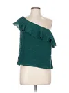 Maeve Sleeveless Silk Top Green One Shoulder Neckline Tops In Multi
