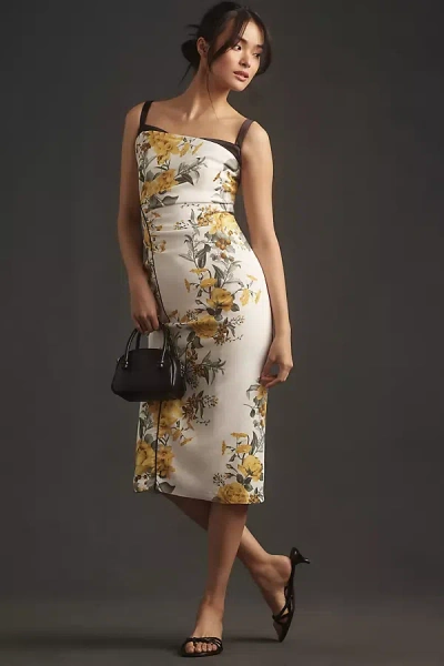 Maeve Sleeveless Square-neck Column Midi Dress In Yellow