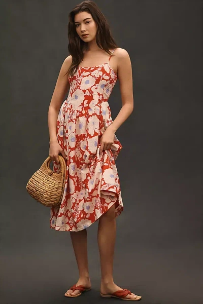 Maeve Sleeveless Square-neck Drop-waist Midi Dress In Multicolor