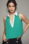 Maeve Sleeveless Swing Popover Top In Green