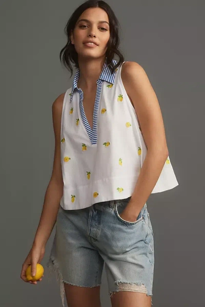 Maeve Sleeveless Swing Popover Top In White