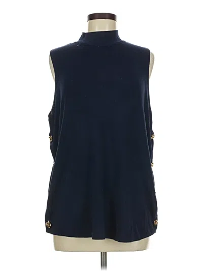 Pre-owned Maeve Sleeveless Top Blue High Neck Tops