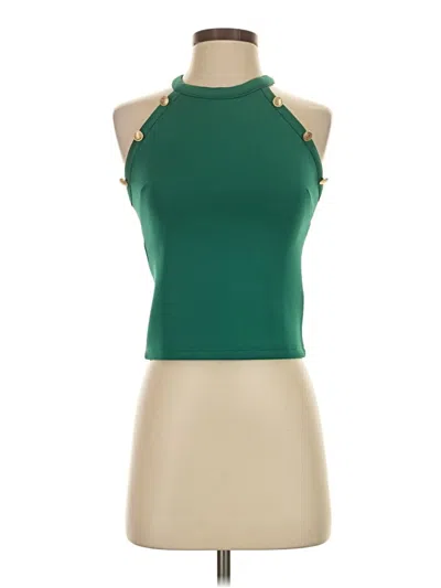 Pre-owned Maeve Sleeveless Top Green Halter Neckline Tops