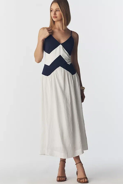 Maeve Sleeveless Twofer Midi Dress In Blue