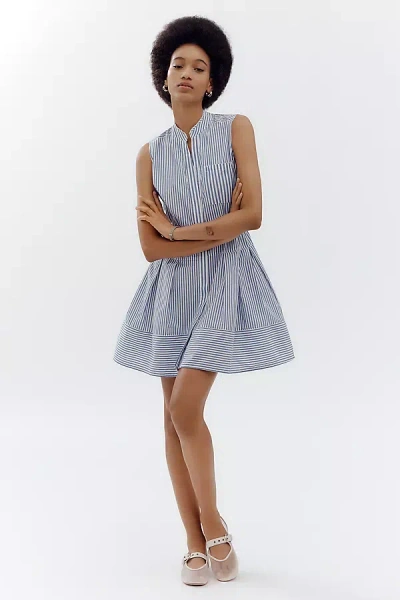 Maeve Sleeveless V-neck Fit & Flare Shirtdress In Blue