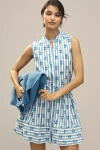 Maeve Sleeveless V-neck Fit & Flare Shirtdress In Blue