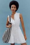 Maeve Sleeveless V-neck Fit & Flare Shirtdress In White