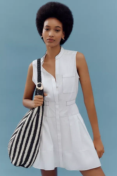 Maeve Sleeveless V-neck Fit & Flare Shirtdress In White