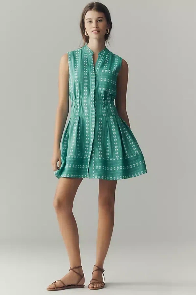 Maeve Sleeveless V-neck Fit & Flare Shirtdress In Blue