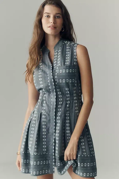Maeve Sleeveless V-neck Fit & Flare Shirtdress In Blue