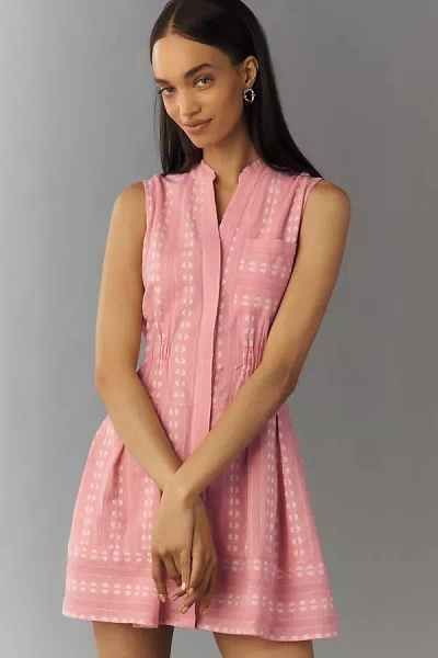Maeve Sleeveless V-neck Fit & Flare Shirtdress In Pink