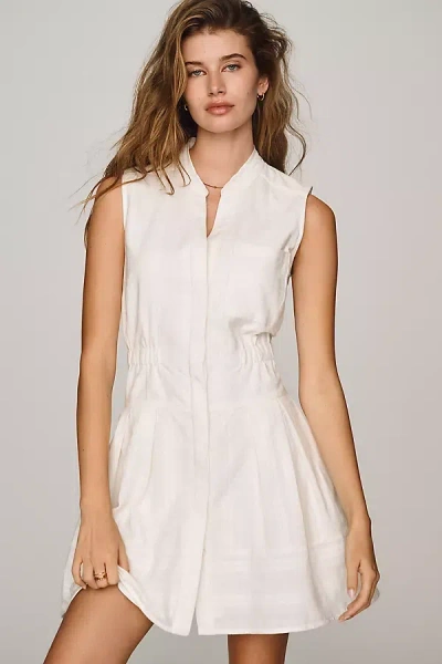 Maeve Sleeveless V-neck Fit & Flare Shirtdress In White