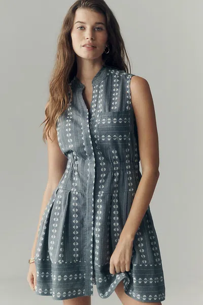 Maeve Sleeveless V-neck Shirtdress In Blue