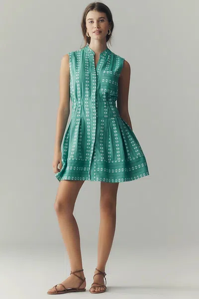 Maeve Sleeveless V-neck Shirtdress In Green
