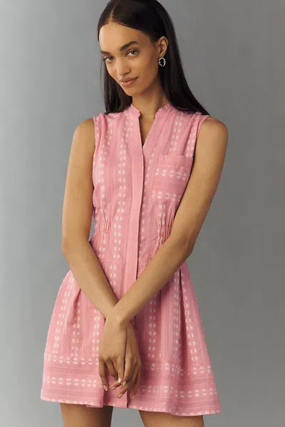 Maeve Sleeveless V-neck Shirtdress In Pink